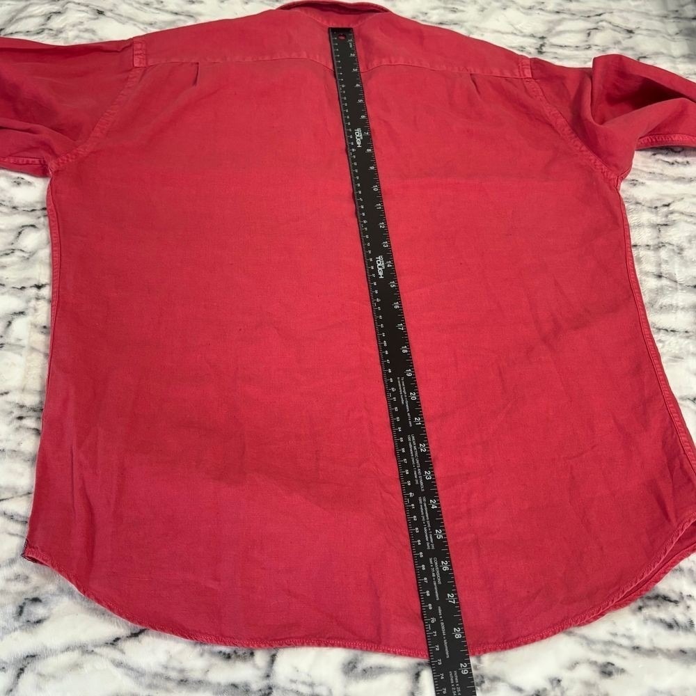 North Country Linen Shirt Womens Large Red Organic Cotton Blend Casual - Picture 11 of 11